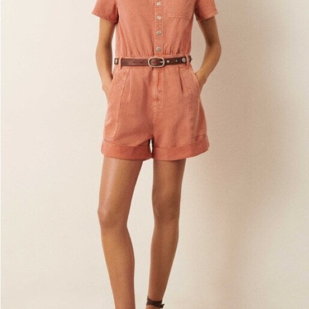 Ba&sh Rust Short Sleeve Romper Size 3 (Medium)
